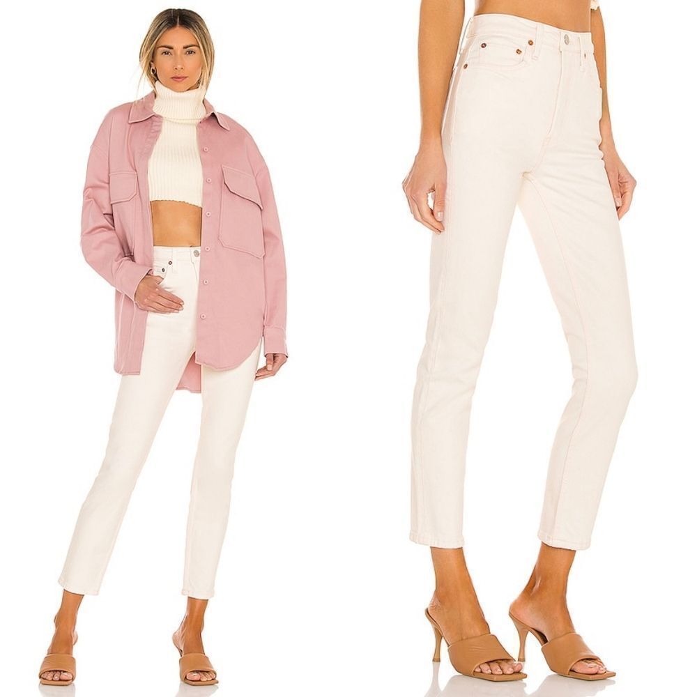 NWT Re/Done x LEVI'S 90s High Rise Straight Leg Ankle Crop Jean Vintage White 29